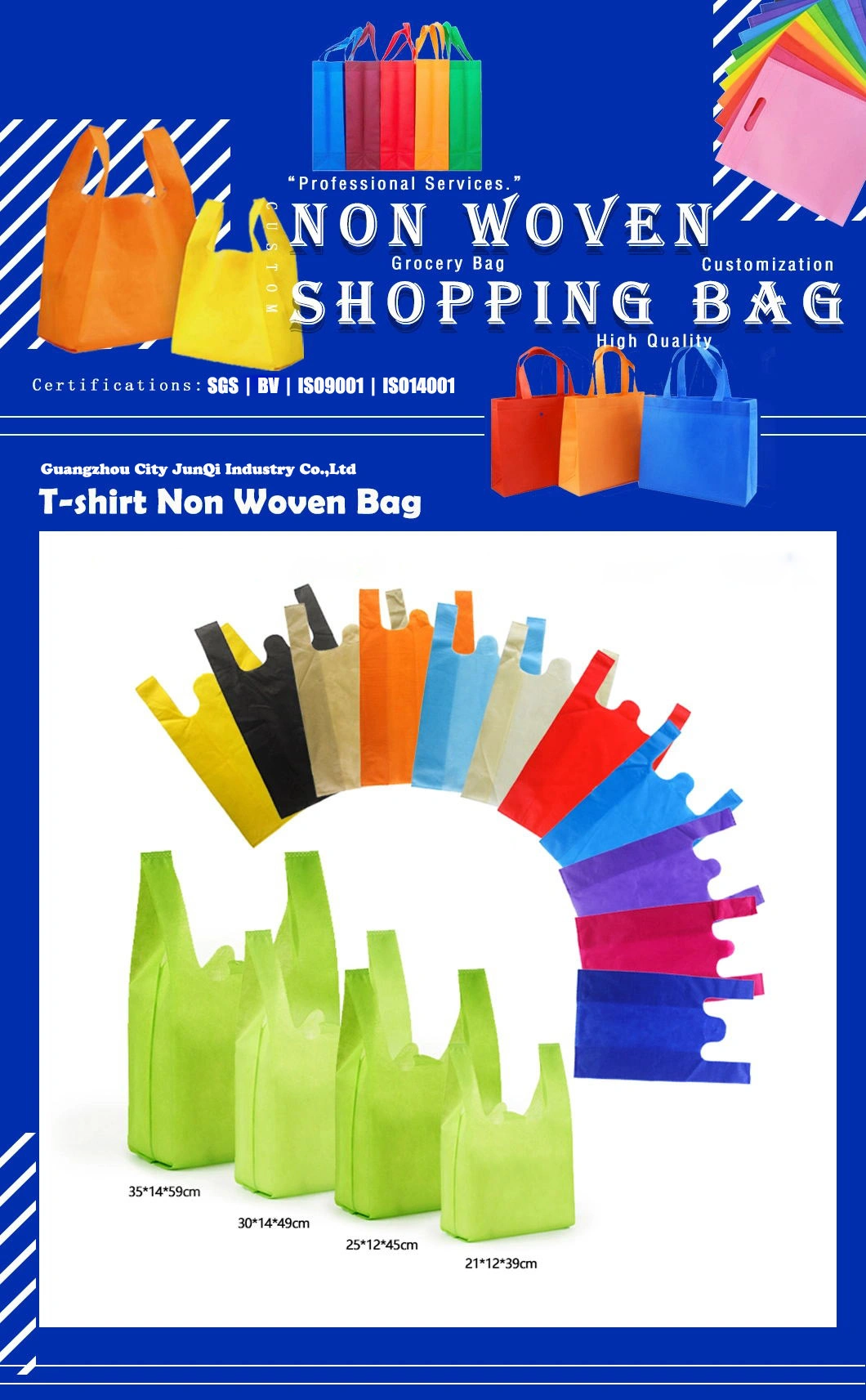 Professional Supplier Non-Woven Fabric T-Shirt Bags for Shopping