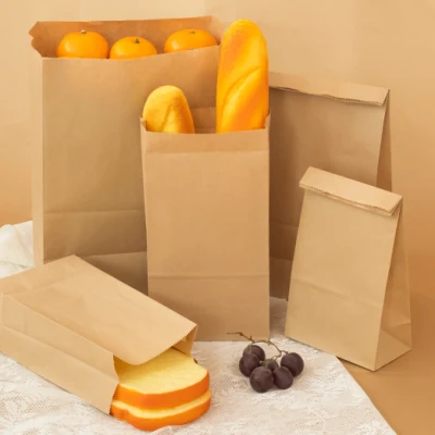 Reciclado Biodegradable Venta al por menor Embalaje de compras de comestibles Hecho a medida Comida rápida Para llevar Ropa Embalaje Bolsa de papel Kraft