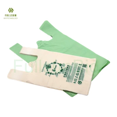 Almidón de maíz PLA Pbat Compostable Cordón Basura Basura Residuos de mascotas Impresión de alimentos Camiseta Chaleco Bolsas de compras de plástico biodegradables